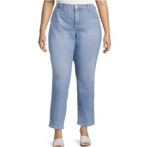 Terra & Sky Women's High Rise Straight Leg Light Wash Jeans Size 18W Petite